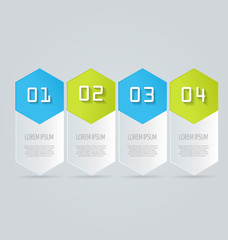 Business infographics template for presentation, education, web design, banners, brochures, flyers. Blue and green tabs. Vector illustration.