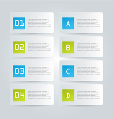 Business infographics template for presentation, education, web design, banners, brochures, flyers. Blue and green tabs. Vector illustration.