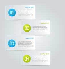 Business infographics template for presentation, education, web design, banners, brochures, flyers. Blue and green tabs. Vector illustration.