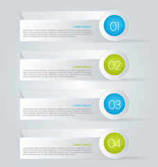 Business infographics template for presentation, education, web design, banners, brochures, flyers. Blue and green tabs. Vector illustration.