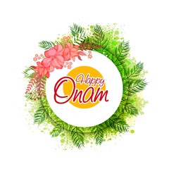 Floral frame for Happy Onam celebration.
