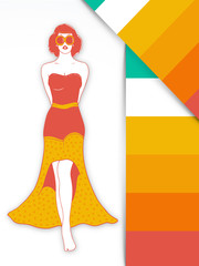 Young fashionable girl in vintage gown.