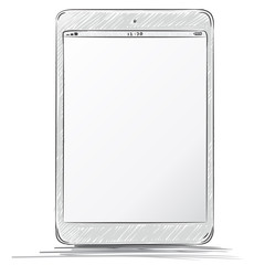 Tablet PC Hand Drawn Vector Illustration.