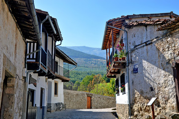 Fototapeta na wymiar Old houses in a street of a village