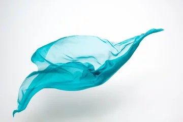 Crédence de cuisine en verre imprimé Poussière abstract teal fabric in motion