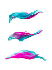 set of multicolored fabric in motion