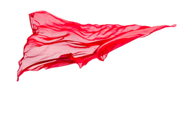 abstract piece of red fabric flying