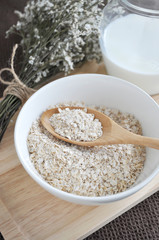 close up oatmeal bowl