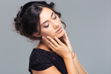 Beauty portrait of a cute woman with closed eyes