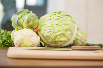 cabbage on the kitchen table