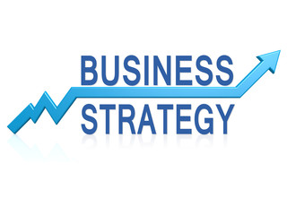 Business strategy with blue arrow