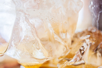 closeup of ice in a drink