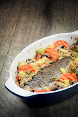 Baked seabass fish