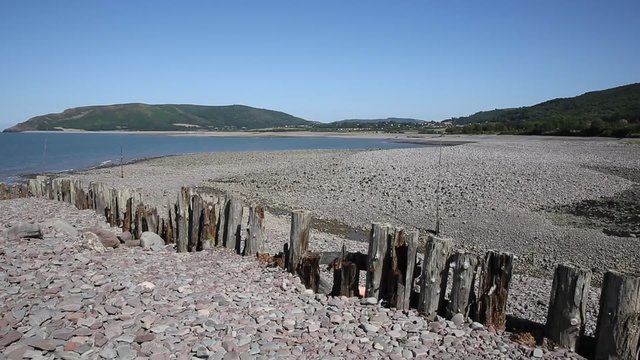 Porlock Weir beach Somerset Exmoor Heritage coast England UK PAN