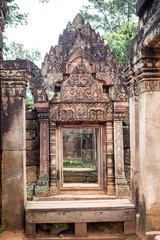 buildings and arts in Banteay Srei in Cambodia