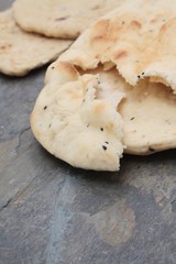 Indian naan bread and poppadum
