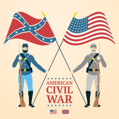 American Civil War illustration - southern and northern soldiers