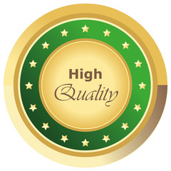 Runder High Quality Button in grün auf weißem Hintergrund