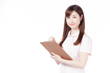 看護師　笑顔　カルテ　ボード　記入