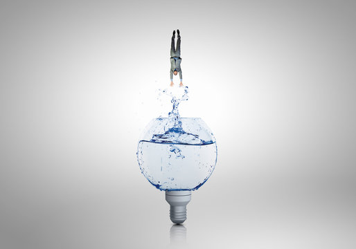 Light bulb with clear water