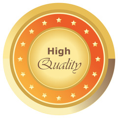 Runder High Button in orange auf weißem Hintergrund