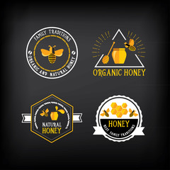 Honey badge and label. Abstract bee design.