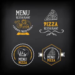 Pizza menu restaurant badges. Food design template.