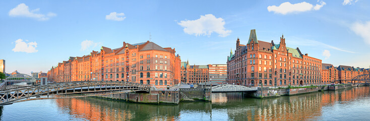 Speicherstadt Hamburg Panorama - obrazy, fototapety, plakaty
