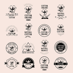 Cotton badges design, organic product.