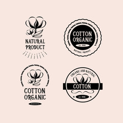 Cotton badges design, organic product.