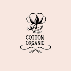 Cotton badges design, organic product.