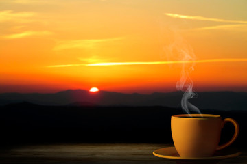 cup from coffee on a sunset