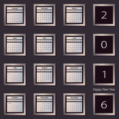 Obraz premium Calendar 2016 vector decign template. Week starts Sunday. Eps 10