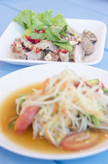Sliced grilled beef salad