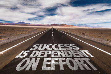 Success is Dependent on Effort written on desert road