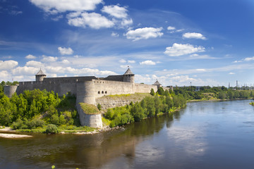 Ivangorod fortress at the border of Russia and Estonia