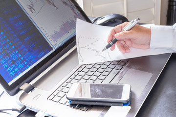 Business person working on compute