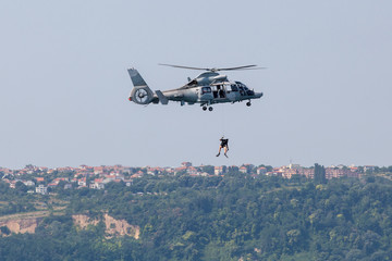 rescue operation by Navy helicopter