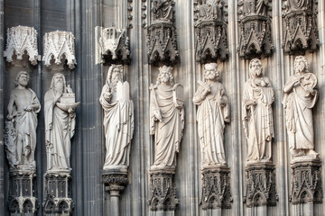 Statues on the Cologne Cathedral Dom. UNESCO Wold Heritage Site