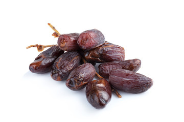 Medjool dates from above isolated on white background
