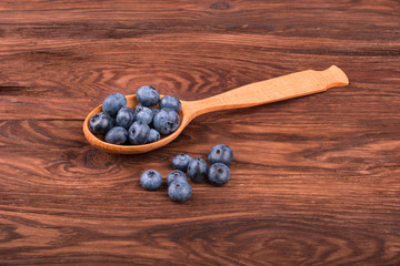 Blueberries in a spoon