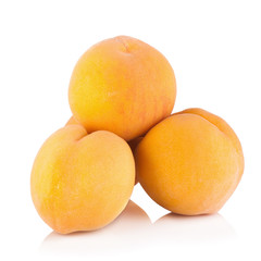 Ripe peach fruit isolated on white background