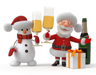 Santa Claus with a glass of champagne