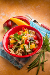 pasta with capsicum green beans eggplant