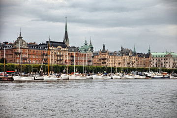Fototapeta premium Stormy clouds over Stockholm city, Sweden