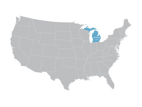 vector map of United States with indication of Michigan