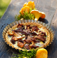 Quiche with chanterelle mushrooms and herbs © zi3000