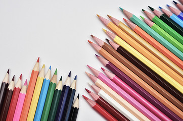 Set of Realistic Colorful Colored Pencils or crayons