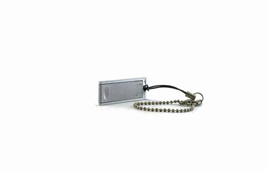 Silver USB stick isolated on white background