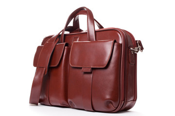 Shiny Leather  brown  Briefcase with Pockets